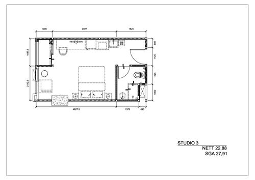 foto denah rumah tipe STUDIO - 3 perumahan GATEWAY PARK LRT CITY JATIBENING