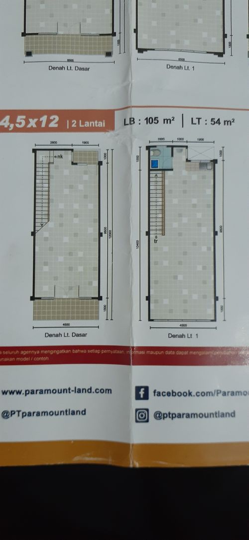 foto denah rumah tipe RUKO PARAMOUNT SQUARE perumahan PARAMOUNT VILLAGE SEMARANG