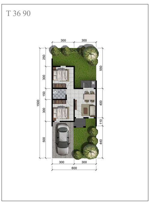 foto denah rumah tipe Cattleya 2 perumahan CitraIndah City Bukit Cattleya