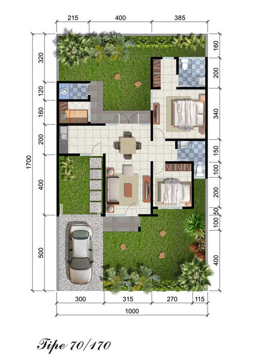 foto denah rumah tipe Alamanda perumahan CitraGarden Pekanbaru