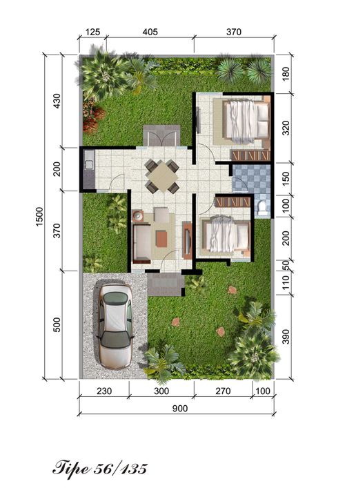 foto denah rumah tipe Lavender perumahan CitraGarden Pekanbaru