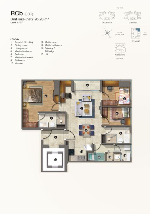 foto denah rumah tipe RCb perumahan The Kensington Royal Suites
