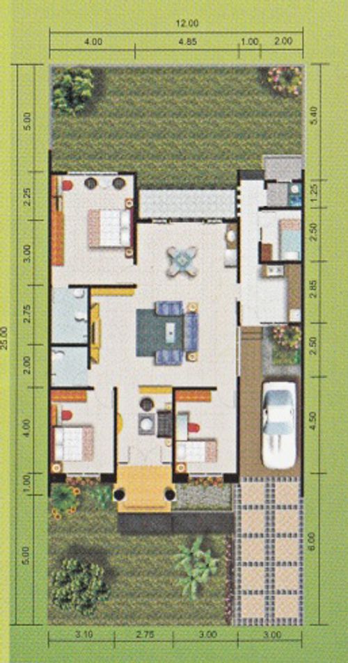 foto denah rumah tipe 135/250 perumahan Cluster Taman Adenia - GRAHA PADMA