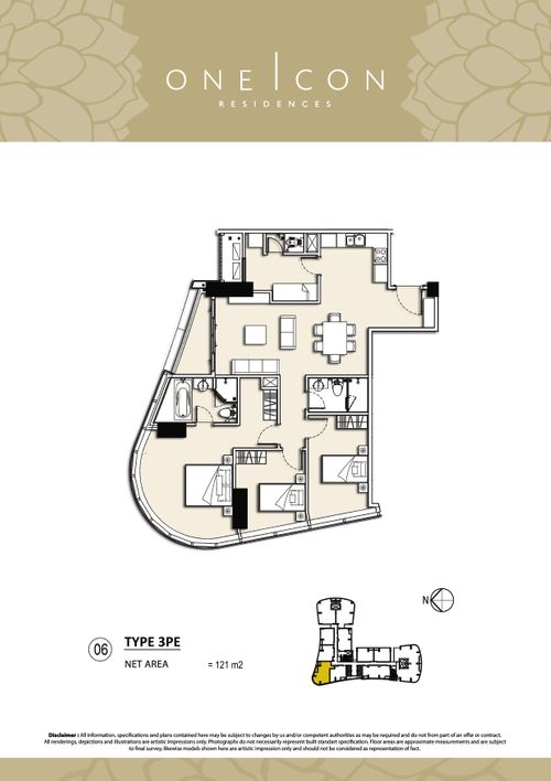 foto denah rumah tipe 3 PE perumahan TOWER ONE ICON, SUPERBLOK TUNJUNGAN CITY