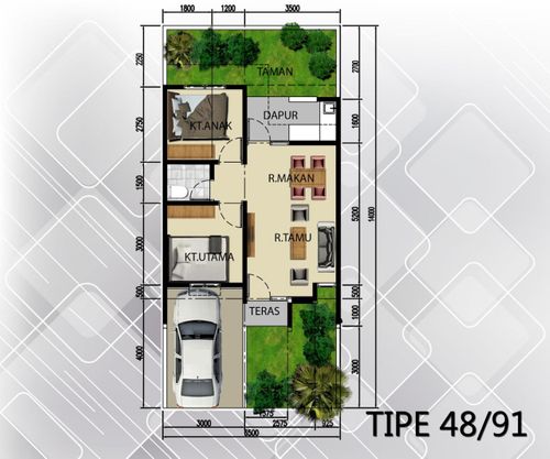 foto denah rumah tipe 48/91 perumahan JINGGA RESIDENCE SOREANG