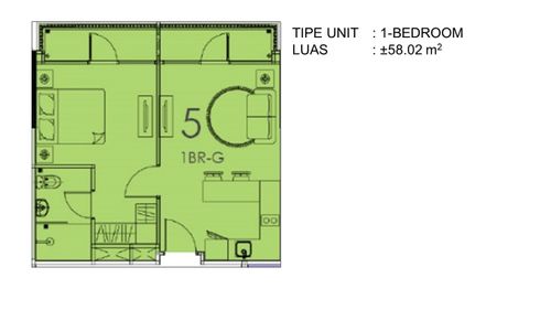 foto denah rumah tipe 1 BEDROOM perumahan Apartemen Ciputra International