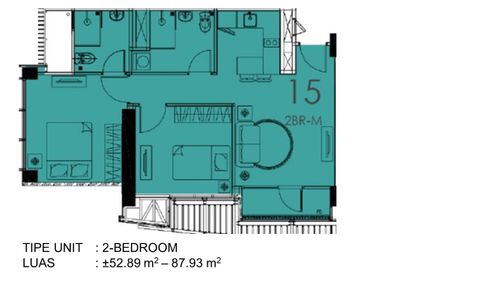 foto denah rumah tipe 2 BEDROOM perumahan Apartemen Ciputra International