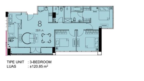 foto denah rumah tipe 3 BEDROOM perumahan Apartemen Ciputra International