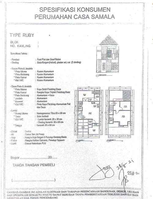foto denah rumah tipe 63/173 perumahan CASA SAMALA