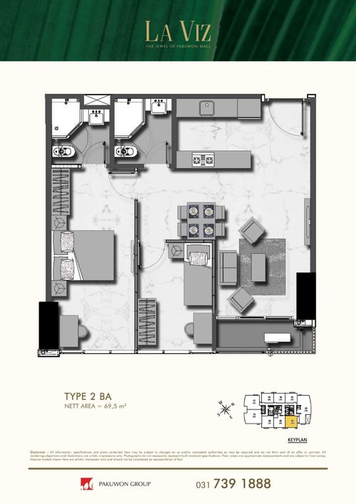 foto denah rumah tipe 2BA perumahan LA VIZ