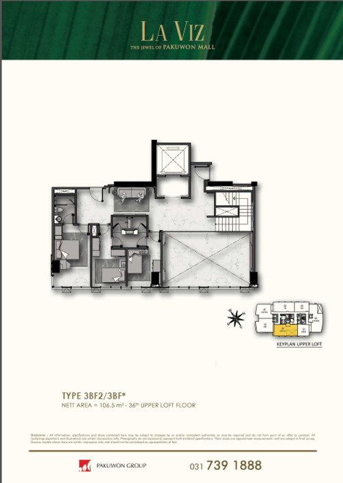 foto denah rumah tipe 3BF2 / 3BF* perumahan LA VIZ