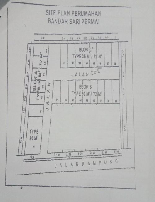 foto denah rumah tipe 36/72 perumahan BANDARSARI PERMAI 
