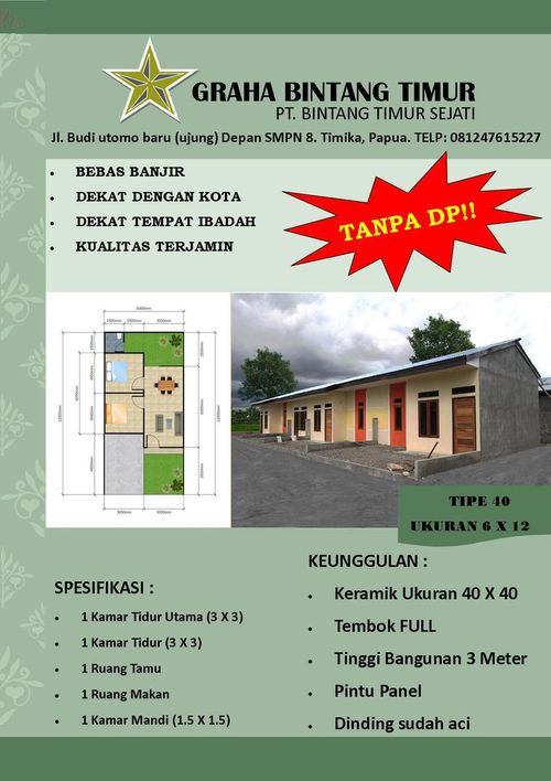 foto tampak rumah tipe 36 perumahan BINTANG TIMUR SEJATI 1