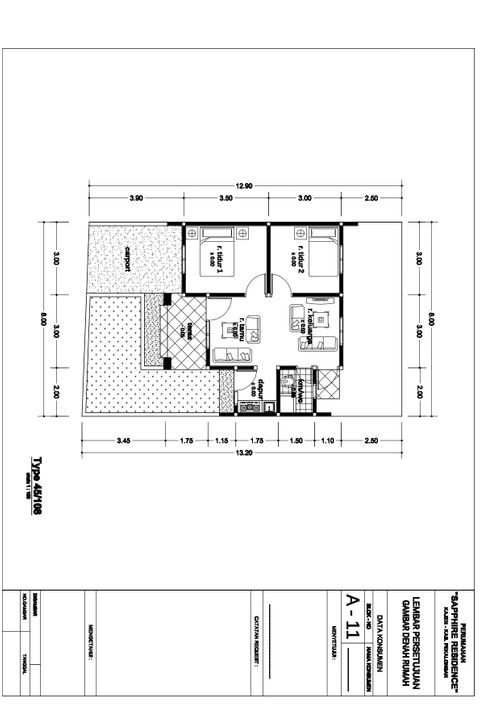 foto denah rumah tipe 45 perumahan PERUMAHAN SAPPHIRE RESIDENCE