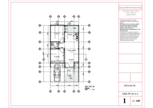 foto denah rumah tipe 48/72 ( BLOK D ) perumahan MUSTIKA PARK PLACE