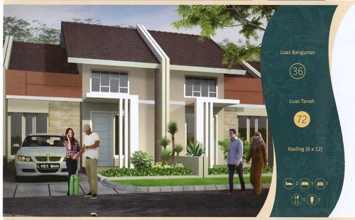 foto tampak rumah tipe 36 Blok Q-27 perumahan OMA GREEN LAND