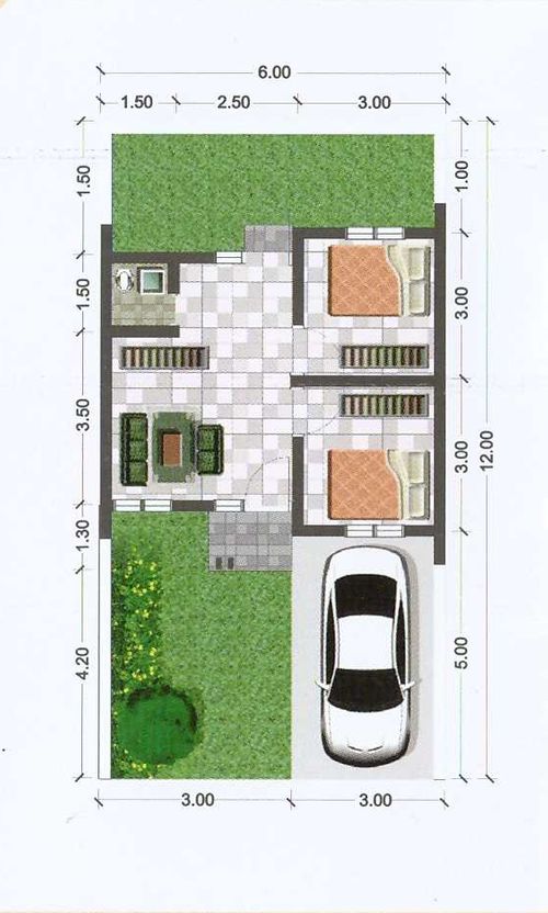 foto denah rumah tipe 36 Blok Q-27 perumahan OMA GREEN LAND