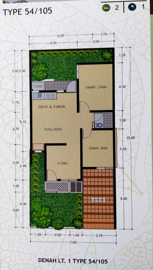 foto denah rumah tipe CLUSTER EMERALD 54 perumahan WIDYA RESIDENCE