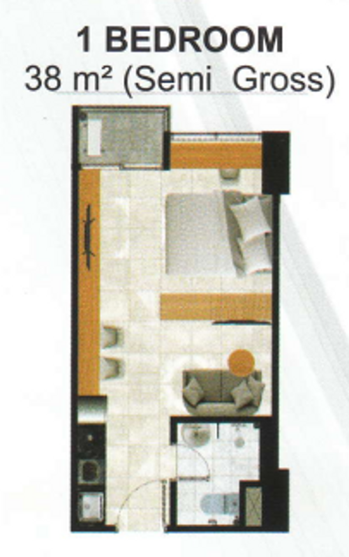 foto denah rumah tipe 1 Bedroom perumahan Green Sedayu Apartement