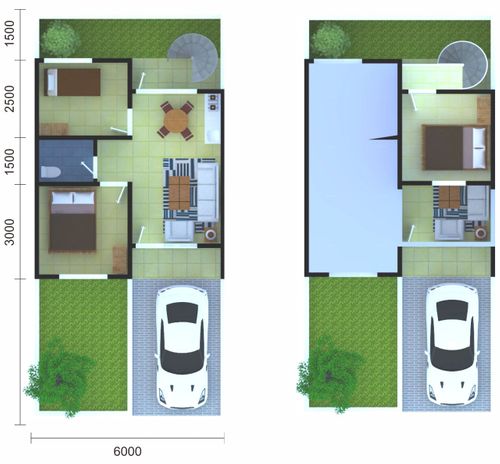 foto denah rumah tipe Chrystal B perumahan PERMATA HILL RESIDENCE