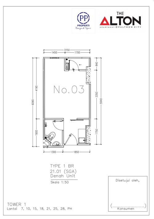 foto denah rumah tipe 1BR perumahan The Alton