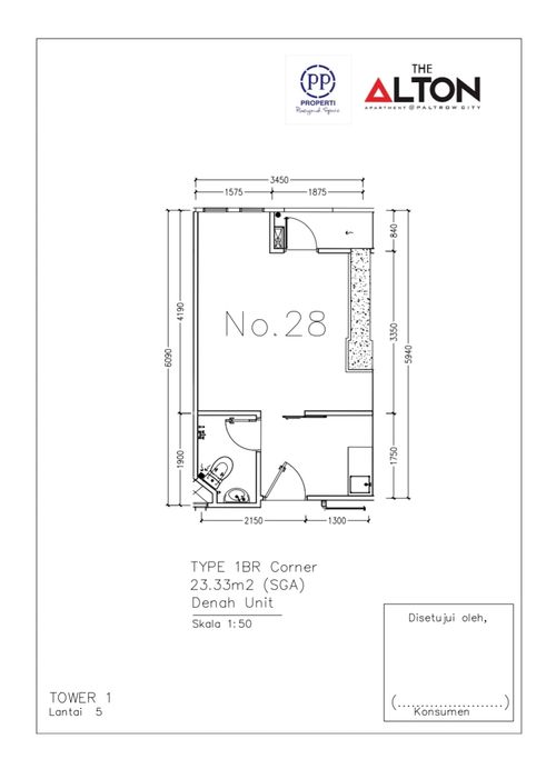 foto denah rumah tipe 1BR CORNER perumahan The Alton