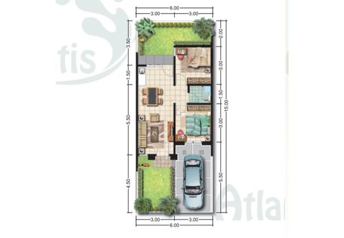foto denah rumah tipe CORDYLA perumahan CLUSTER ATLANTIS SEGARA CITY KHI