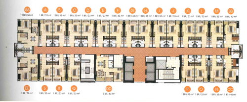 foto denah rumah tipe 1 Bedroom perumahan Menteng Park Residences