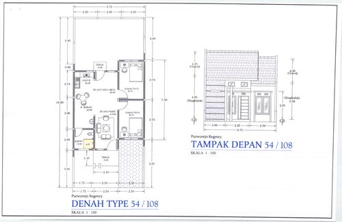 foto denah rumah tipe 54 perumahan Purworejo Regency