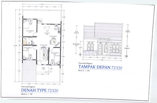 foto denah rumah tipe 72 perumahan Purworejo Regency