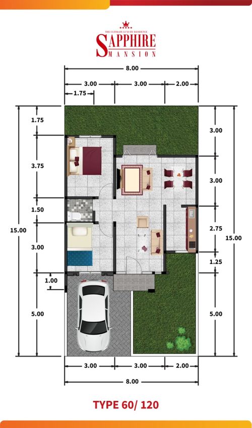 foto denah rumah tipe Cluster A3 perumahan SAPPHIRE MANSION