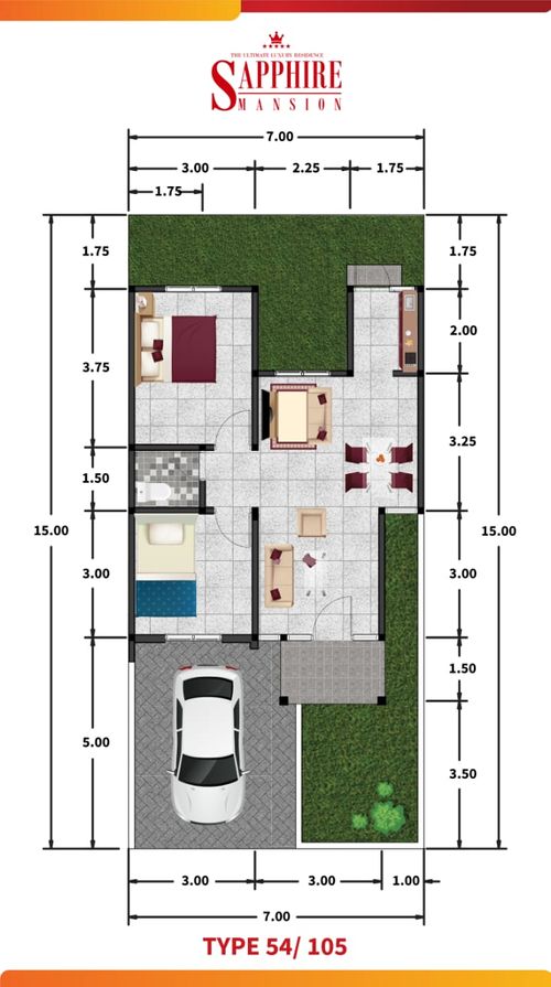 foto denah rumah tipe Cluster A4 perumahan SAPPHIRE MANSION