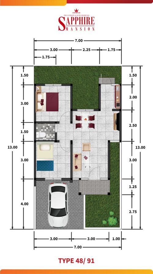 foto denah rumah tipe Cluster A5 perumahan SAPPHIRE MANSION
