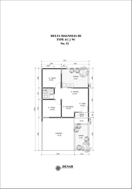 foto denah rumah tipe PEONY-III-52 perumahan GRAND DELTA SARI