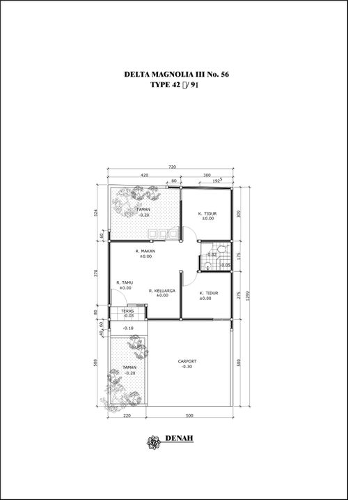 foto denah rumah tipe PEONY - III-56 perumahan GRAND DELTA SARI