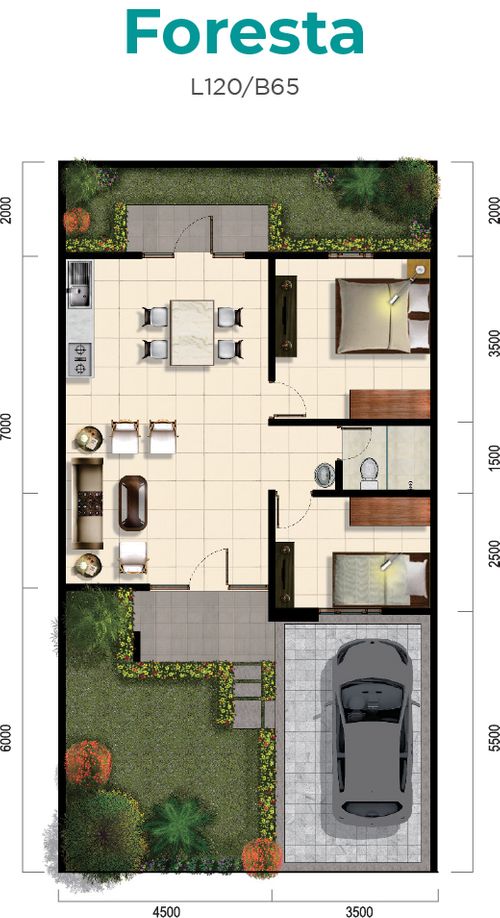 foto denah rumah tipe FORESTA perumahan The Amaya