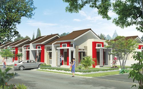 foto tampak rumah tipe Cordyla hoek perumahan CLUSTER ATLANTIS SEGARA CITY KHI