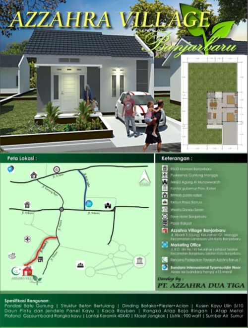 foto denah rumah tipe 36 perumahan AZZAHRA VILLAGE BANJARBARU 1