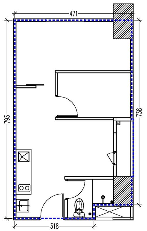 foto denah rumah tipe 2 BR A perumahan KONDOMINIUM GRAHA RAYA