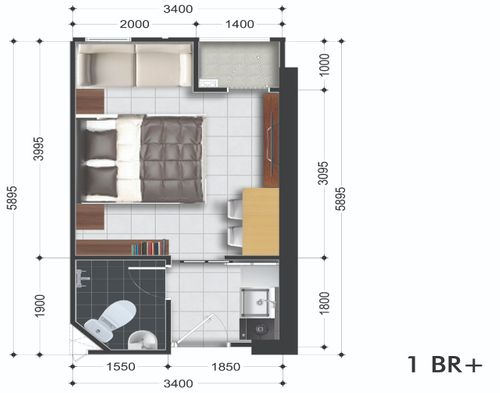 foto denah rumah tipe 1BR+ perumahan Amartha View