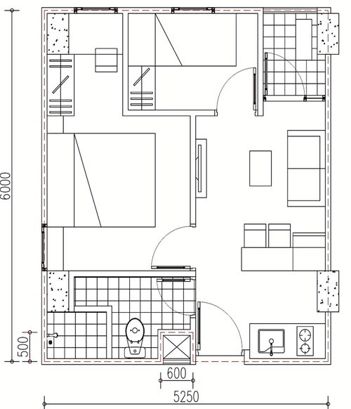 foto denah rumah tipe 2 BRC perumahan APARTEMEN EMERALD BINTARO