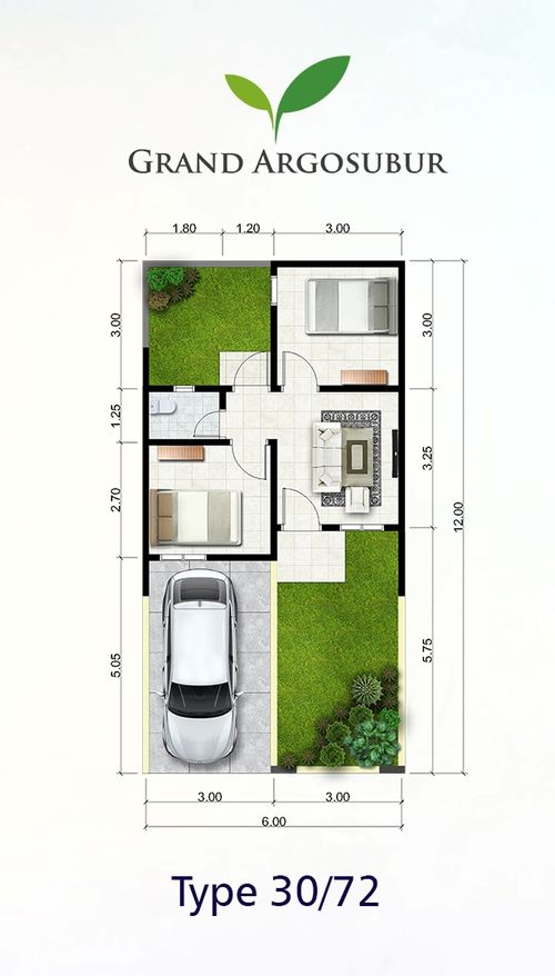 foto denah rumah tipe 30/108 perumahan PERUMAHAN GRAND ARGO SUBUR