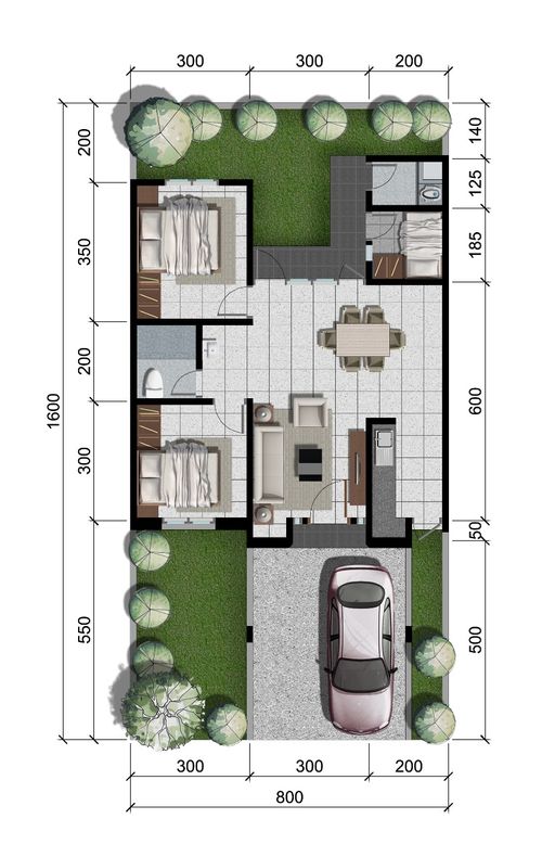 foto denah rumah tipe ANDREA perumahan CitraLand Driyorejo CBD