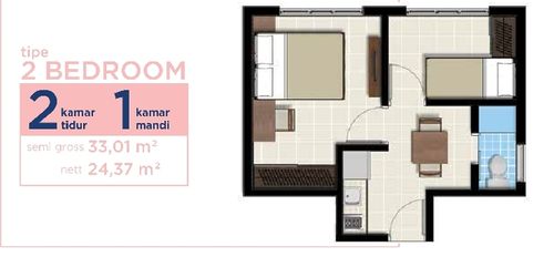 foto denah rumah tipe SUGINOKI 2 BEDROOMS perumahan CITRA ECOPOLIS RAYA - CLUSTER ECO HOME