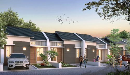 foto tampak rumah tipe Komersil 1 Lantai (Evodia) perumahan Grand Bhinneka Regency
