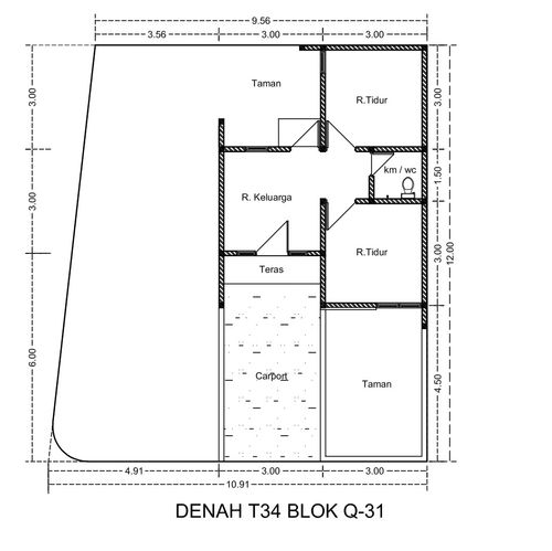 foto denah rumah tipe 34/122 perumahan TAMAN PONDOK LEGI 5