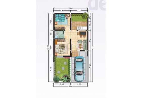 foto denah rumah tipe Clarin perumahan CLUSTER ATLANTIS SEGARA CITY KHI