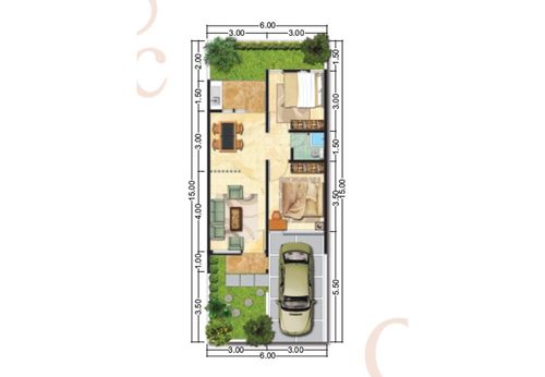 foto denah rumah tipe Branco perumahan CLUSTER ATLANTIS SEGARA CITY KHI