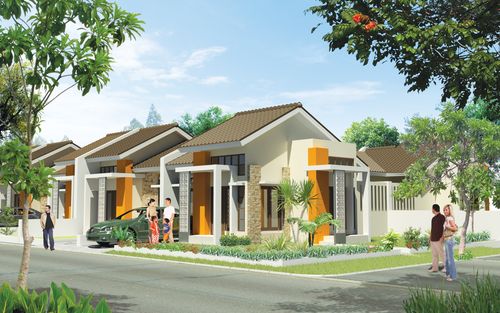 foto tampak rumah tipe Gladius Hoek perumahan CLUSTER ATLANTIS SEGARA CITY KHI