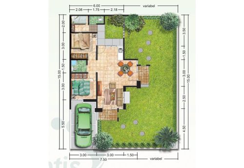 foto denah rumah tipe Gladius Hoek perumahan CLUSTER ATLANTIS SEGARA CITY KHI